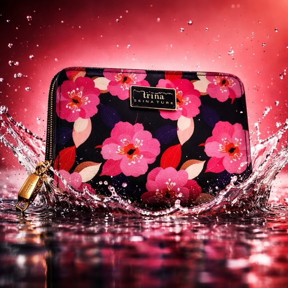 Trina Turk Handbags - Trina Turk NWT Bold Floral Pink & Black Wallet